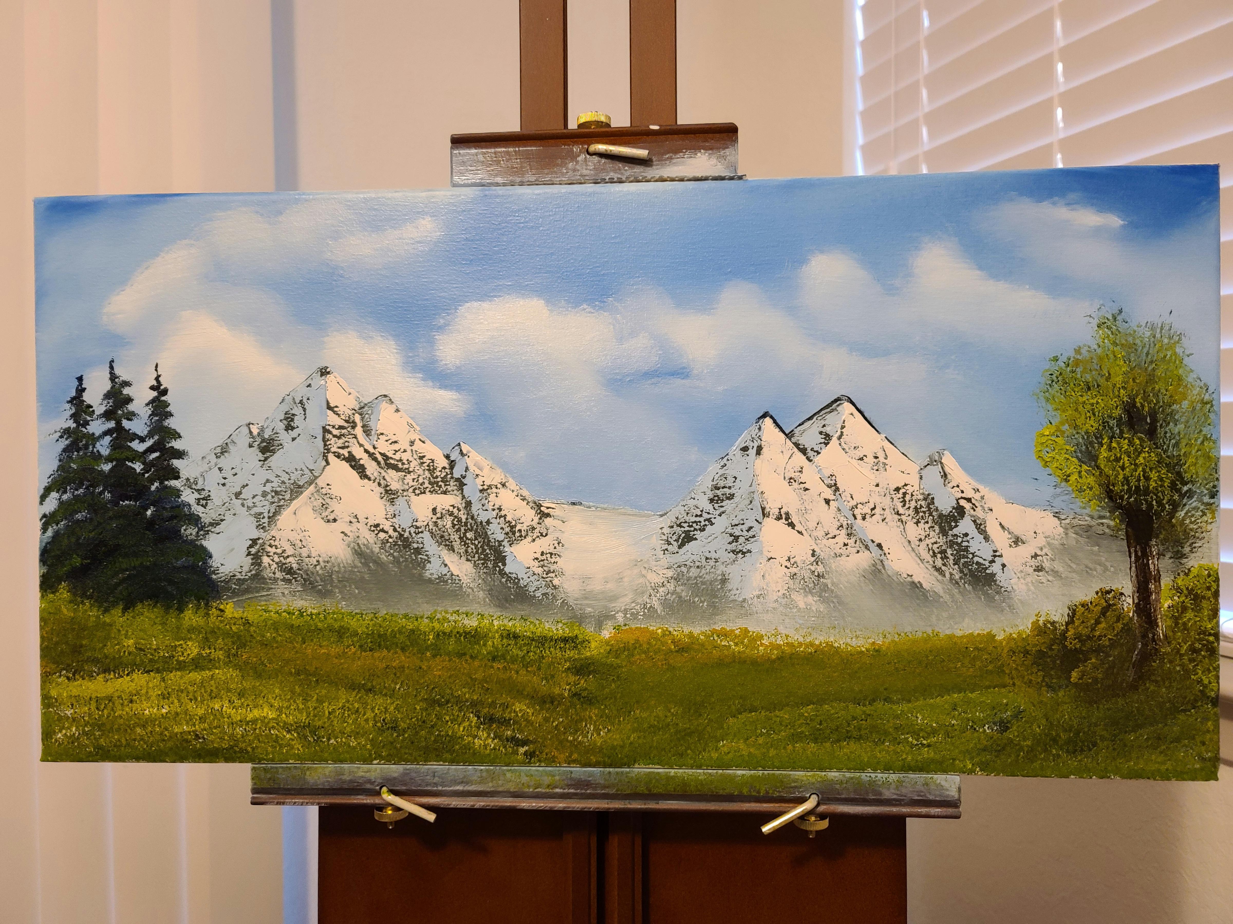 Bob Ross CRI style how to highlight grass  Landscape using wet on wet  method of painting 