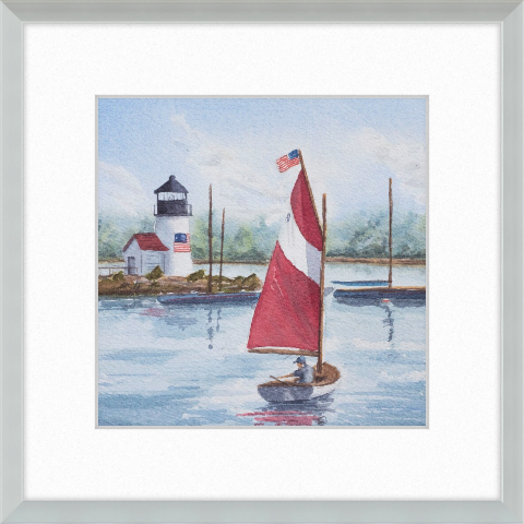 Beetle Cat off Brant Point Light - WetCanvas: Online Living for Artists