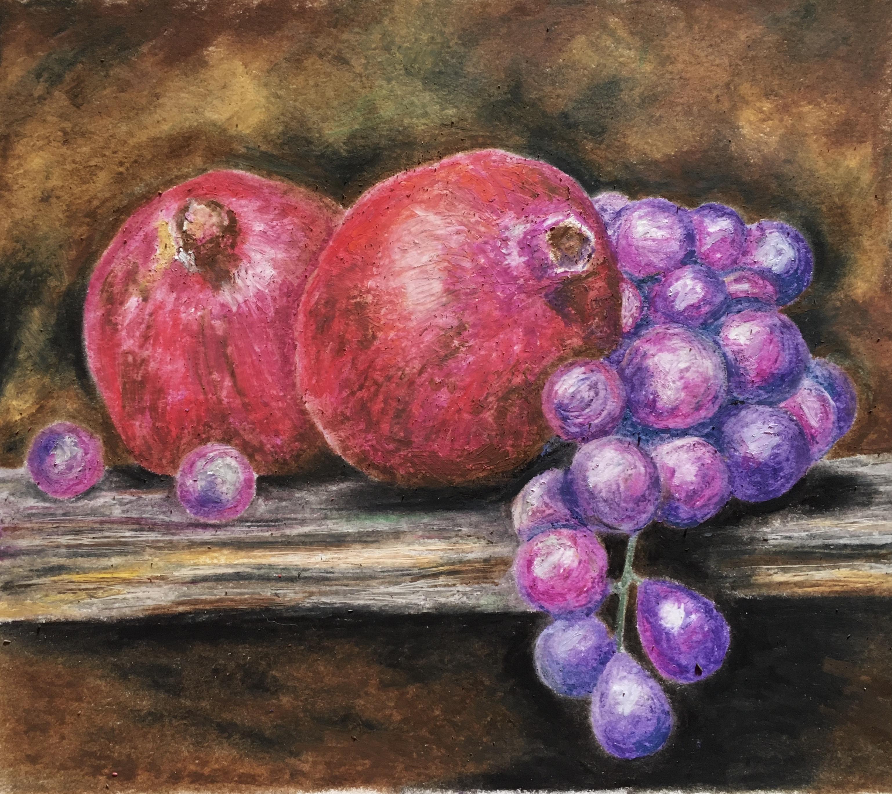 pastel drawings of fruit