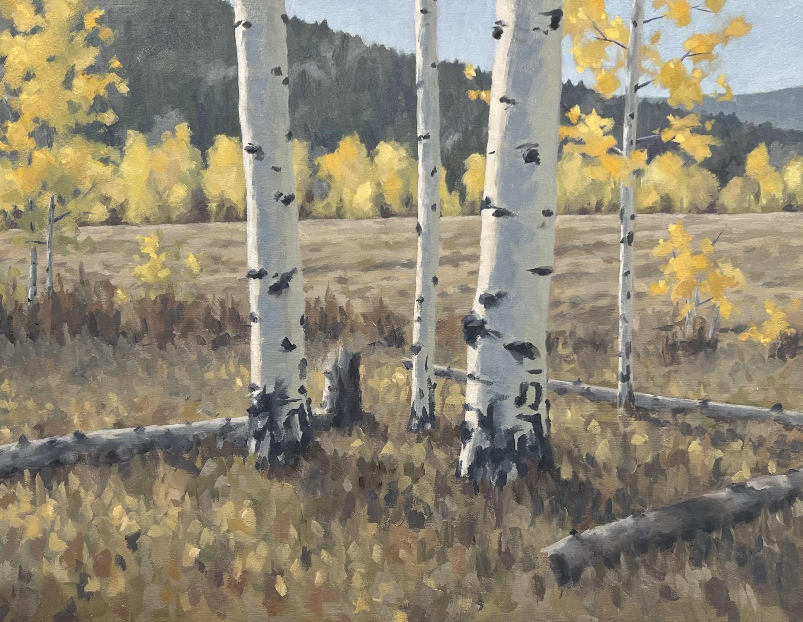 Lost in the forest- Birch forest in the autumn- Original Gouache painting